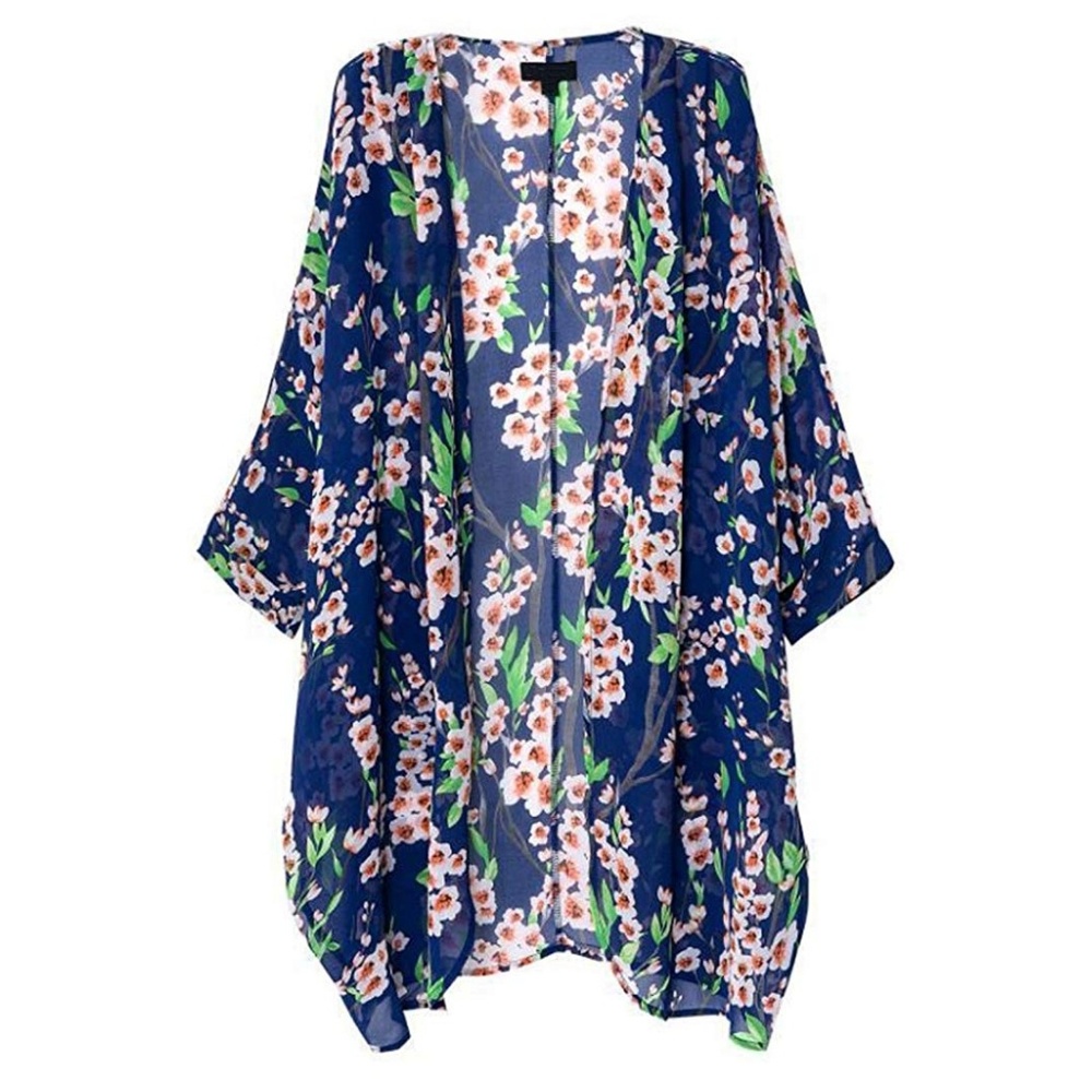 NWOT Floral Blue Kimono